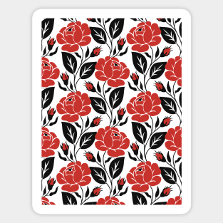 Print with Red Rose Inspired by Ukrainian Traditional Embroidery Sticker